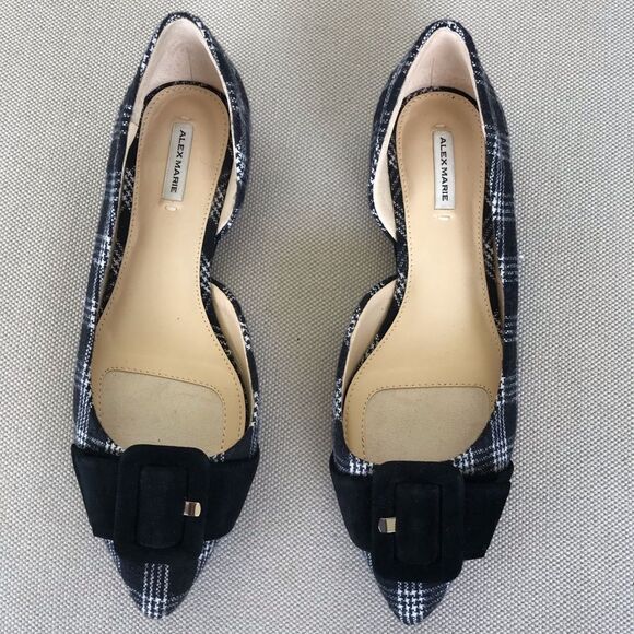 Alex Marie Plaid Black and White Flats - Picture 1 of 6